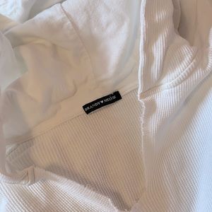 White, long-sleeve hoodie from Brandy Melville